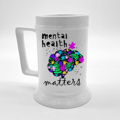 Mental Health Matters Flowers Brain Awareness Month Beer Stein