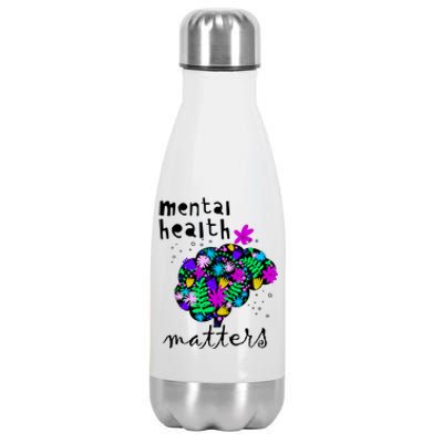 Mental Health Matters Flowers Brain Awareness Month Stainless Steel Insulated Water Bottle