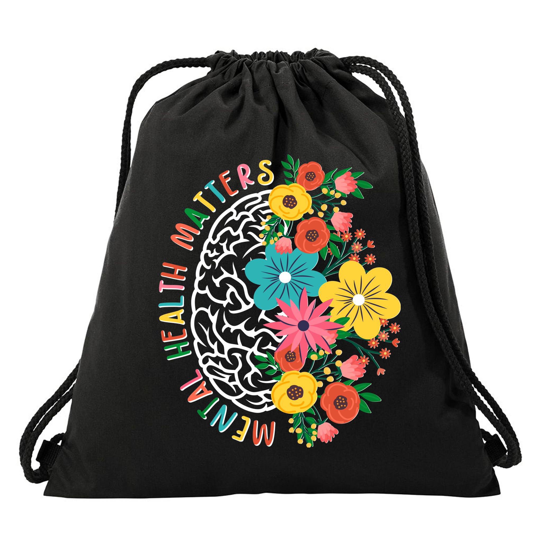 Mental Health Matters Flowering Mind Drawstring Bag