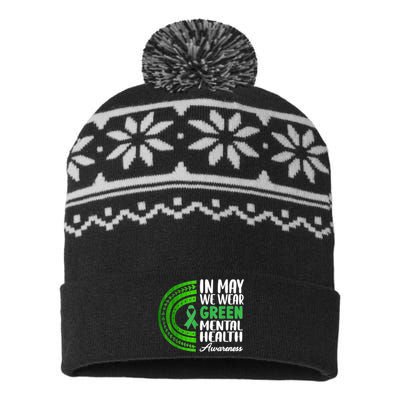 Mental Health Matters We Wear Green Mental Health Awareness USA-Made Snowflake Beanie