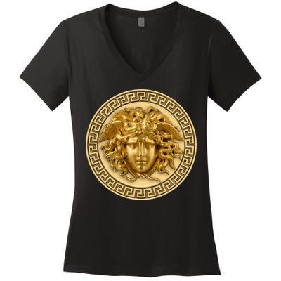 Medusa Head Myth Gorgon Snake Hair Greek Mythology Women's V-Neck T-Shirt