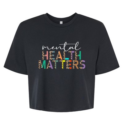 Mental Health Matters Human Brain Illness Awareness Leopard Bella+Canvas Jersey Crop Tee