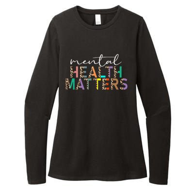 Mental Health Matters Human Brain Illness Awareness Leopard Womens CVC Long Sleeve Shirt