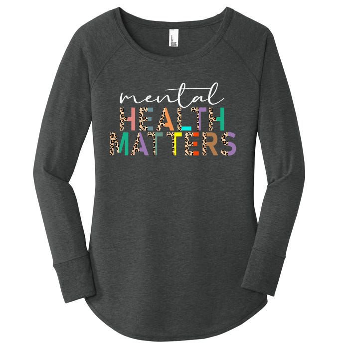 Mental Health Matters Human Brain Illness Awareness Leopard Women's Perfect Tri Tunic Long Sleeve Shirt