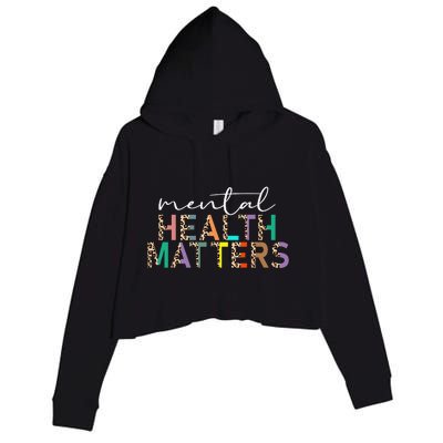 Mental Health Matters Human Brain Illness Awareness Leopard Crop Fleece Hoodie