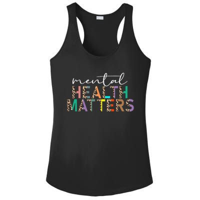 Mental Health Matters Human Brain Illness Awareness Leopard Ladies PosiCharge Competitor Racerback Tank