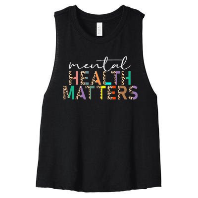 Mental Health Matters Human Brain Illness Awareness Leopard Women's Racerback Cropped Tank