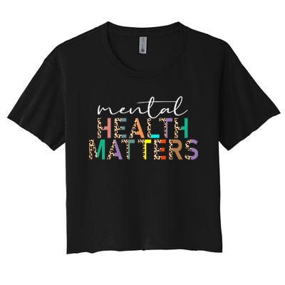 Mental Health Matters Human Brain Illness Awareness Leopard Women's Crop Top Tee