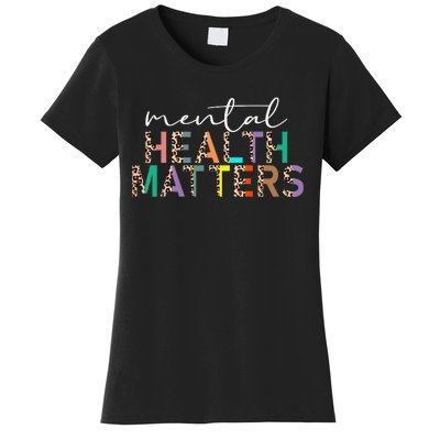 Mental Health Matters Human Brain Illness Awareness Leopard Women's T-Shirt