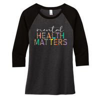 Mental Health Matters Human Brain Illness Awareness Leopard Women's Tri-Blend 3/4-Sleeve Raglan Shirt