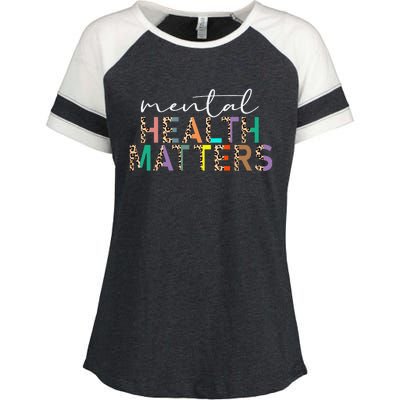 Mental Health Matters Human Brain Illness Awareness Leopard Enza Ladies Jersey Colorblock Tee