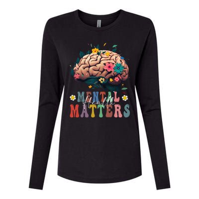 Mental Health Matters Brain Illness Awareness Vintage Groovy Womens Cotton Relaxed Long Sleeve T-Shirt