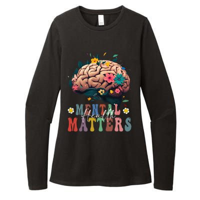 Mental Health Matters Brain Illness Awareness Vintage Groovy Womens CVC Long Sleeve Shirt