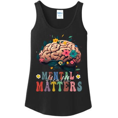 Mental Health Matters Brain Illness Awareness Vintage Groovy Ladies Essential Tank