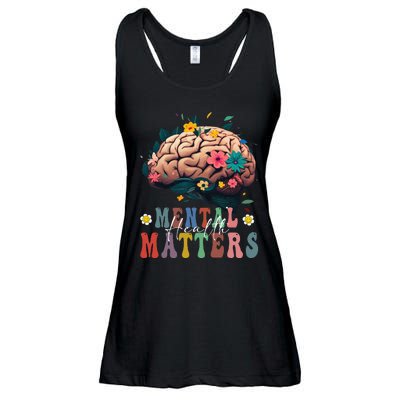 Mental Health Matters Brain Illness Awareness Vintage Groovy Ladies Essential Flowy Tank