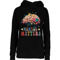 Mental Health Matters Brain Illness Awareness Vintage Groovy Womens Funnel Neck Pullover Hood