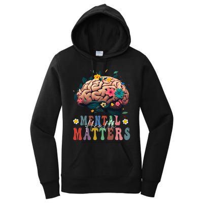 Mental Health Matters Brain Illness Awareness Vintage Groovy Women's Pullover Hoodie