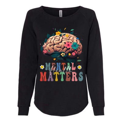 Mental Health Matters Brain Illness Awareness Vintage Groovy Womens California Wash Sweatshirt