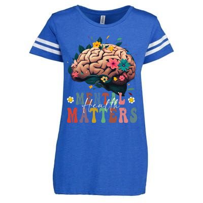 Mental Health Matters Brain Illness Awareness Vintage Groovy Enza Ladies Jersey Football T-Shirt