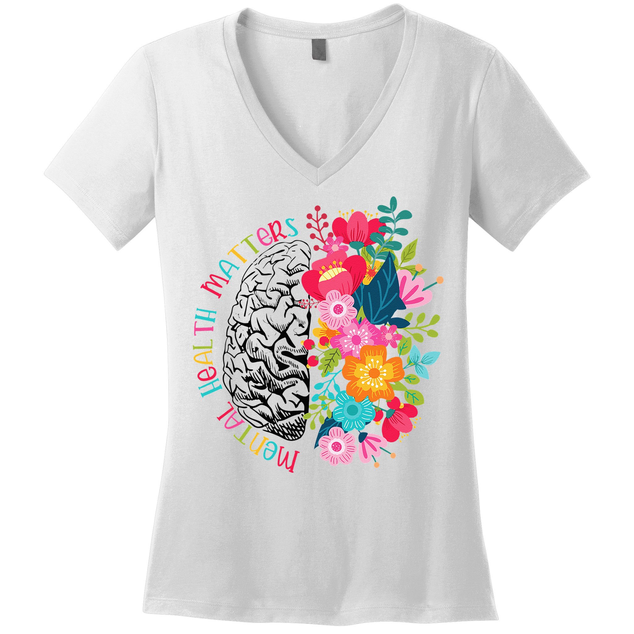Mental Health Matters Gift Human Brain Illness Awareness Women's V-Neck T-Shirt