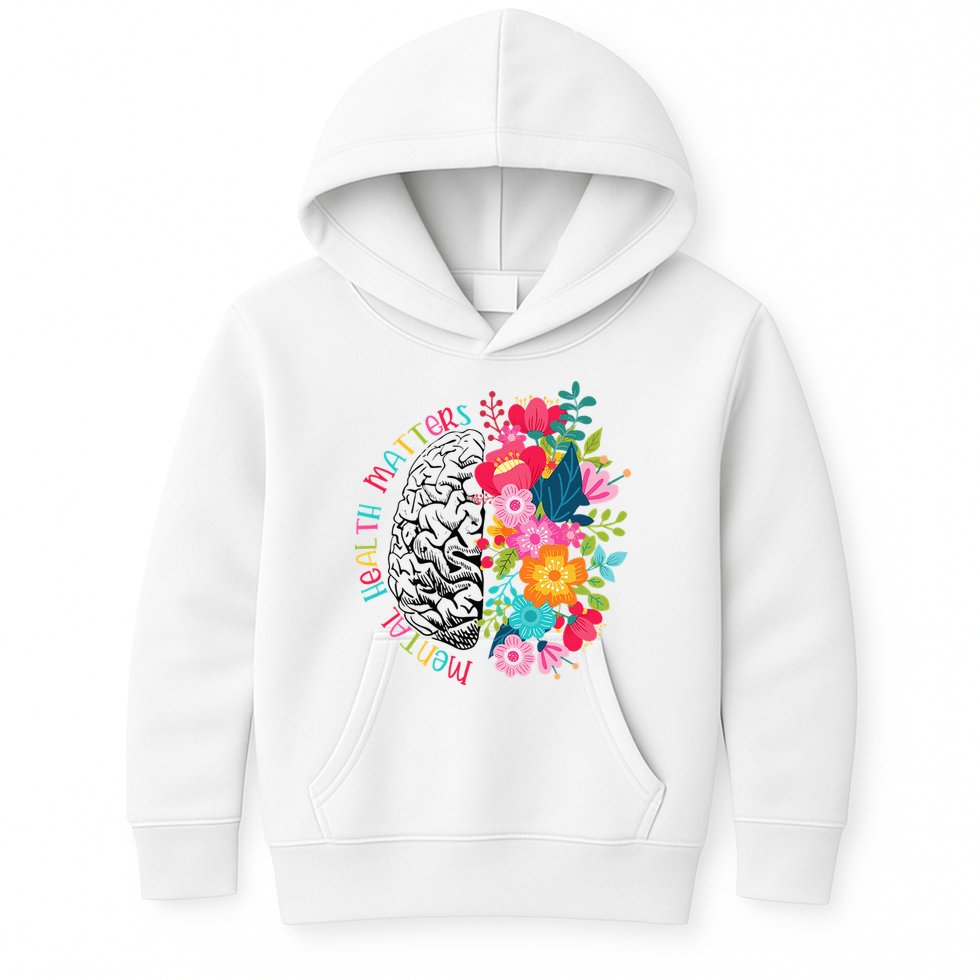Mental Health Matters Gift Human Brain Illness Awareness Kids Hoodie
