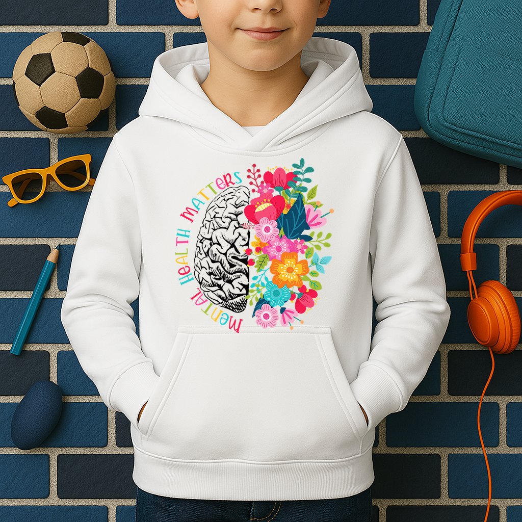 Mental Health Matters Gift Human Brain Illness Awareness Kids Hoodie