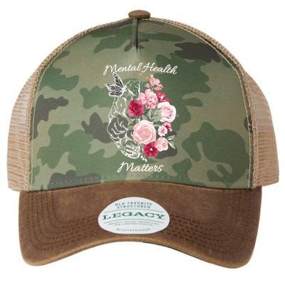 Mental Health Matters Hand Drawn Flowers Brain Awareness Month Legacy Tie Dye Trucker Hat