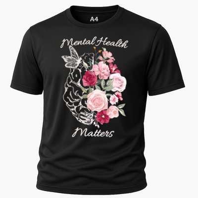 Mental Health Matters Hand Drawn Flowers Brain Awareness Month Performance Shirt
