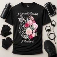 Mental Health Matters Hand Drawn Flowers Brain Awareness Month Cooling Performance Crew T-Shirt