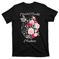 Mental Health Matters Hand Drawn Flowers Brain Awareness Month T-Shirt