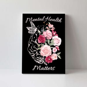 Mental Health Matters Hand Drawn Flowers Brain Awareness Month Canvas