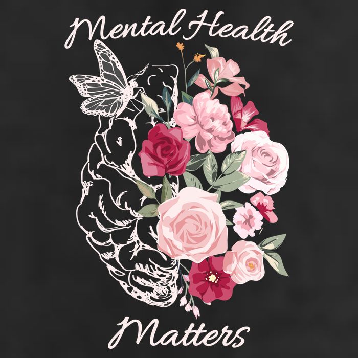 Mental Health Matters Hand Drawn Flowers Brain Awareness Month 11oz C Handle Ceramic Mug