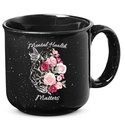 Mental Health Matters Hand Drawn Flowers Brain Awareness Month 15oz Campfire Ceramic Mug