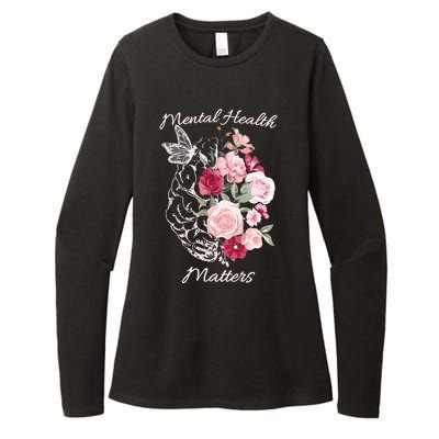 Mental Health Matters Hand Drawn Flowers Brain Awareness Month Womens CVC Long Sleeve Shirt