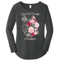 Mental Health Matters Hand Drawn Flowers Brain Awareness Month Women's Perfect Tri Tunic Long Sleeve Shirt