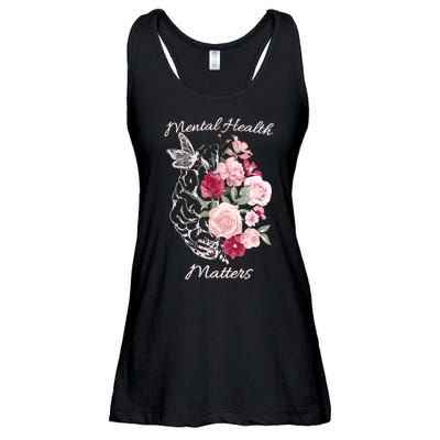 Mental Health Matters Hand Drawn Flowers Brain Awareness Month Ladies Essential Flowy Tank