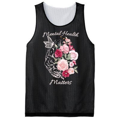 Mental Health Matters Hand Drawn Flowers Brain Awareness Month Mesh Reversible Basketball Jersey Tank