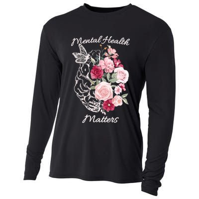 Mental Health Matters Hand Drawn Flowers Brain Awareness Month Cooling Performance Long Sleeve Crew