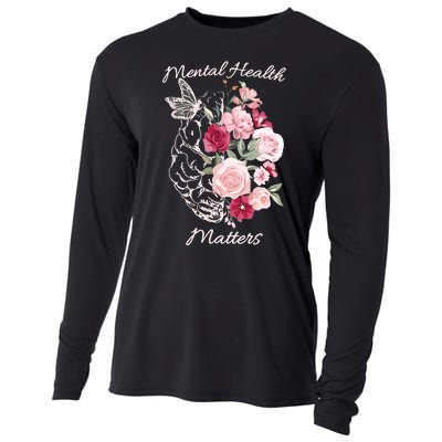 Mental Health Matters Hand Drawn Flowers Brain Awareness Month Cooling Performance Long Sleeve Crew