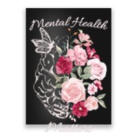 Mental Health Matters Hand Drawn Flowers Brain Awareness Month Poster