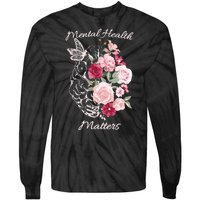 Mental Health Matters Hand Drawn Flowers Brain Awareness Month Tie-Dye Long Sleeve Shirt