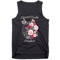 Mental Health Matters Hand Drawn Flowers Brain Awareness Month Tank Top