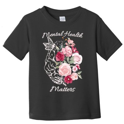 Mental Health Matters Hand Drawn Flowers Brain Awareness Month Toddler T-Shirt