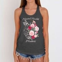 Mental Health Matters Hand Drawn Flowers Brain Awareness Month Women's Knotted Racerback Tank