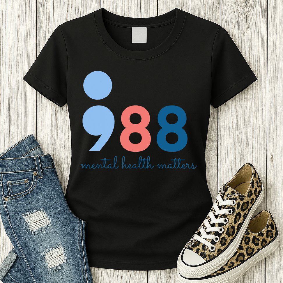 Mental Health Matters 988 Suicide Prevention Awareness Womens T-Shirt