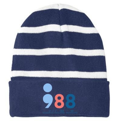 Mental Health Matters 988 Suicide Prevention Awareness Striped Beanie with Solid Band