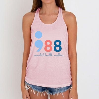 Mental Health Matters 988 Suicide Prevention Awareness Women's Knotted Racerback Tank