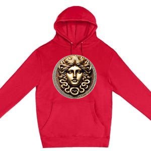 Medusa Head Myth Gorgon Snake Hair Greek Mythology Gift Premium Pullover Hoodie