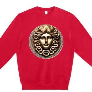 Medusa Head Myth Gorgon Snake Hair Greek Mythology Gift Premium Crewneck Sweatshirt