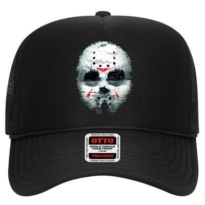 Mask Horror Movie Character Camp Cook Killer Halloween High Crown Mesh Back Trucker Hat